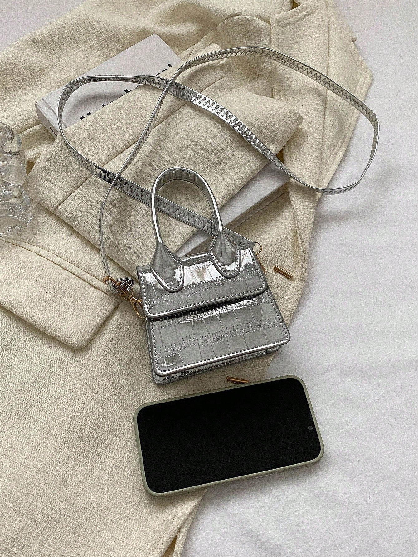 Crocodile Pattern Mini Handbag, Crossbody Bag