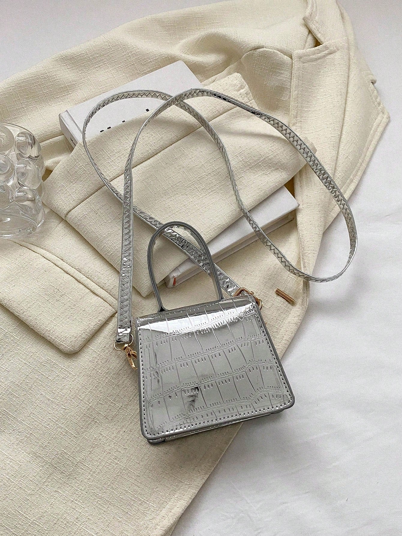 Crocodile Pattern Mini Handbag, Crossbody Bag