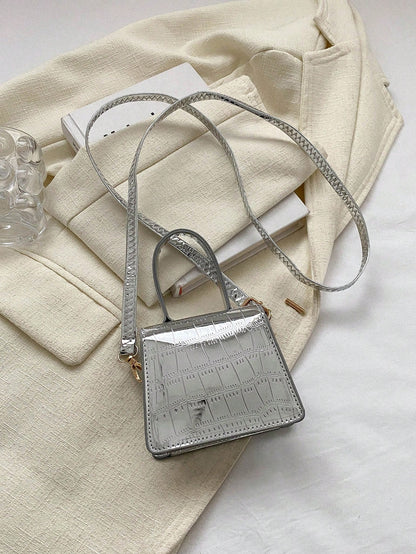 Crocodile Pattern Mini Handbag, Crossbody Bag