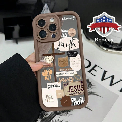 Cross Bible Design Pattern Case For IPhone 16 15 14 Pro Max 13 12 11 XR XS Plus E Soft TPU Bumper Drop Protection Rugged Durable Back Cover For Boy,Suitable For IPhone17 Air