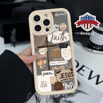 Cross Bible Design Pattern Case For IPhone 16 15 14 Pro Max 13 12 11 XR XS Plus E Soft TPU Bumper Drop Protection Rugged Durable Back Cover For Boy,Suitable For IPhone17 Air