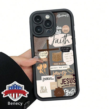 Cross Bible Design Pattern Case For IPhone 16 15 14 Pro Max 13 12 11 XR XS Plus E Soft TPU Bumper Drop Protection Rugged Durable Back Cover For Boy,Suitable For IPhone17 Air