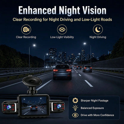 Curear 4-Channel Car DVR Kit, 1080P Front Camera + 720P Rear/Left/Right Cameras, Multi-Camera Dashcam, Gravity Sensor, Night Vision, SD Card Not Included.