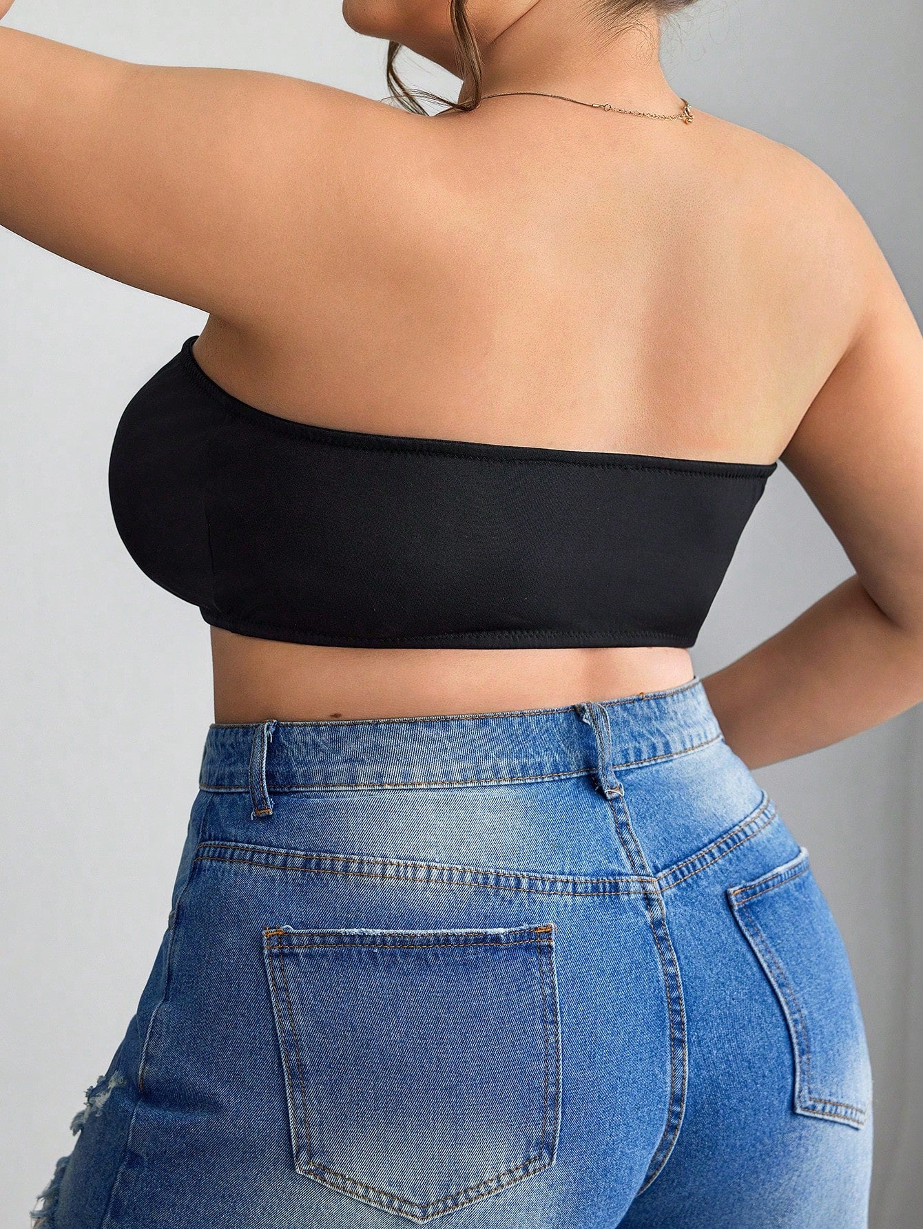CURVE+ Front Zip Plus Size Minimizer Padded Bra Tank Top,Curve Plus,Hoho Vacation Evening Black Summer Casual Formal