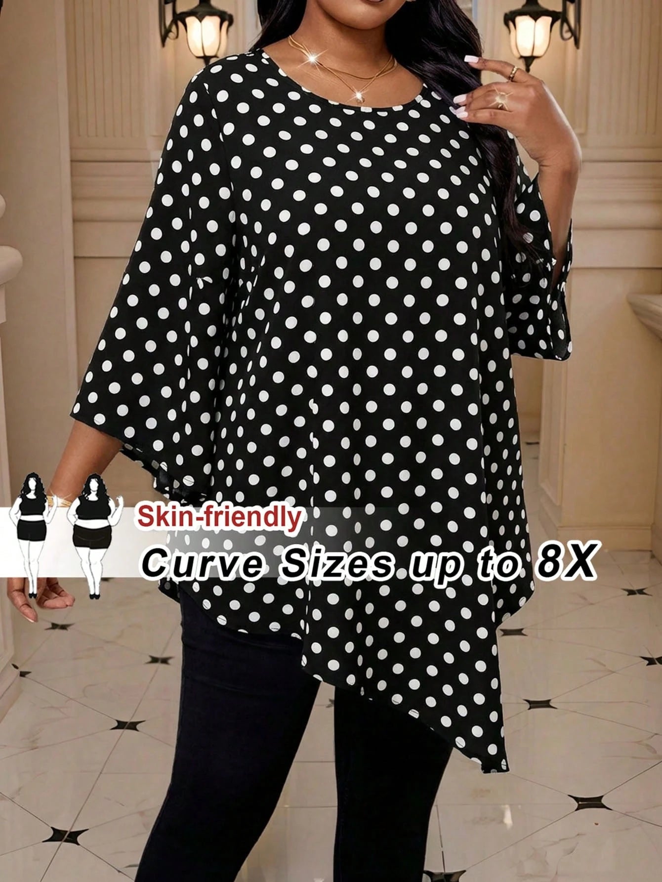 CURVE+ Plus Size Extra Long Asymmetrical All Over Print Shirt Autumn And Women Clothes Chic Blouses For Women Office White Casual Formal