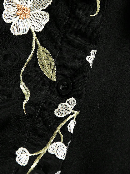 CURVE+ Plus Size Women's Floral Embroidery Pattern Casual Versatile Daily Outing Shirt Fall