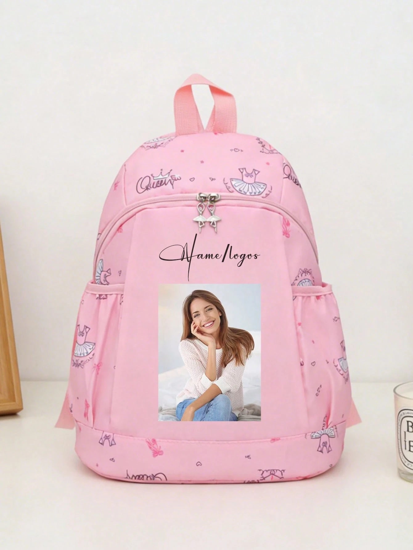 Custom Back Design, Customizable Name/Text/Photo, DIY, Solid Color Minimalist, Large Capacity, Lightweight, Comfortable Shoulder Straps, Zipper Closure; Suitable For School, Commuting, Travel; Applica