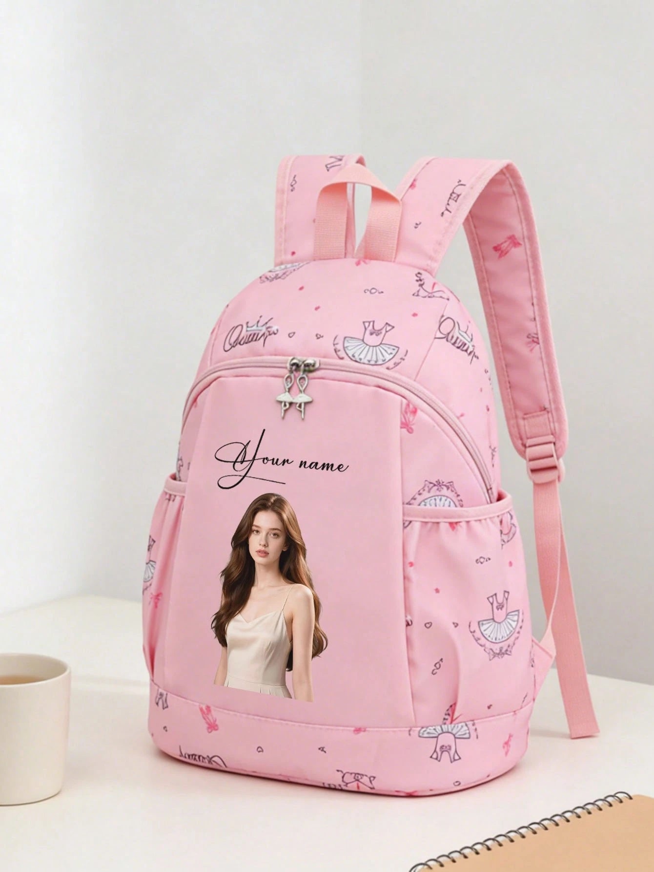 Custom Back Design, Customizable Name/Text/Photo, DIY, Solid Color Minimalist, Large Capacity, Lightweight, Comfortable Shoulder Straps, Zipper Closure; Suitable For School, Commuting, Travel; Applica
