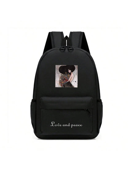 Custom Back Design, Customizable Name/Text/Photo, DIY, Solid Color Minimalist, Large Capacity, Lightweight, Comfortable Shoulder Straps, Zipper Closure; Suitable For School, Commuting, Travel; Applica