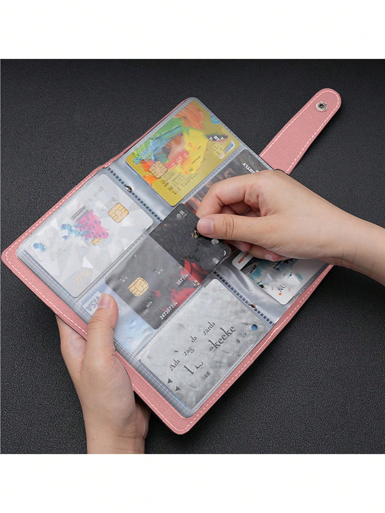 Custom Business Card Book Holder Name Card Organizer Professional Office Journal Namecard Holder Organizer Holds 96Cards Black Pink Credit Card Holder Case Snap Closure Business ID Card Organizer Pouc