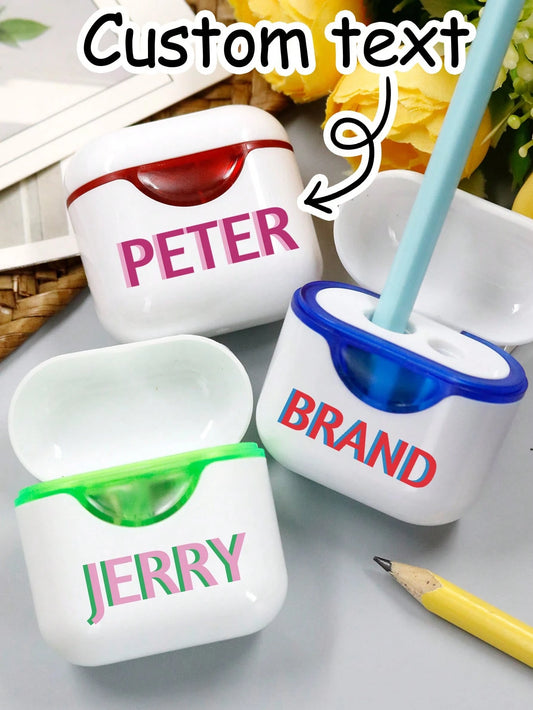 Custom Name Pencil Sharpener, Personalized Double Hole Sharpener, Customized Manual Pencil Sharpener, Customizable School Supply, Teacher's Day Gift