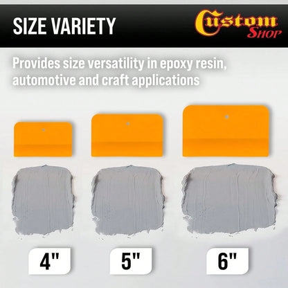 Custom Shop 4, 5, &Amp; 6 Inch Plastic Body Filler Spreader Tools For Automotive Body Fillers, Putties, Glazes, Epoxy Resin, Caulk, Glues- Plastic Spreader Tool Variety Pack