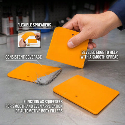 Custom Shop 4, 5, &Amp; 6 Inch Plastic Body Filler Spreader Tools For Automotive Body Fillers, Putties, Glazes, Epoxy Resin, Caulk, Glues- Plastic Spreader Tool Variety Pack