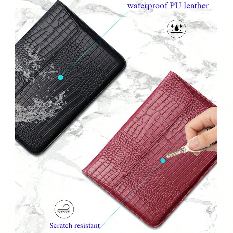 Customized Initial Letters Crocodile Pattern PU Leather Men Laptop Sleeve Bag For Air 13 Case 13.3 15.4 Pro Retina Personalized Women Sleeve Envelope PU Leather Laptop Sleeve Pouch Notebook Stand Cove