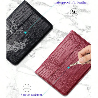 Customized Initial Letters Crocodile Pattern PU Leather Men Laptop Sleeve Bag For Air 13 Case 13.3 15.4 Pro Retina Personalized Women Sleeve Envelope PU Leather Laptop Sleeve Pouch Notebook Stand Cove