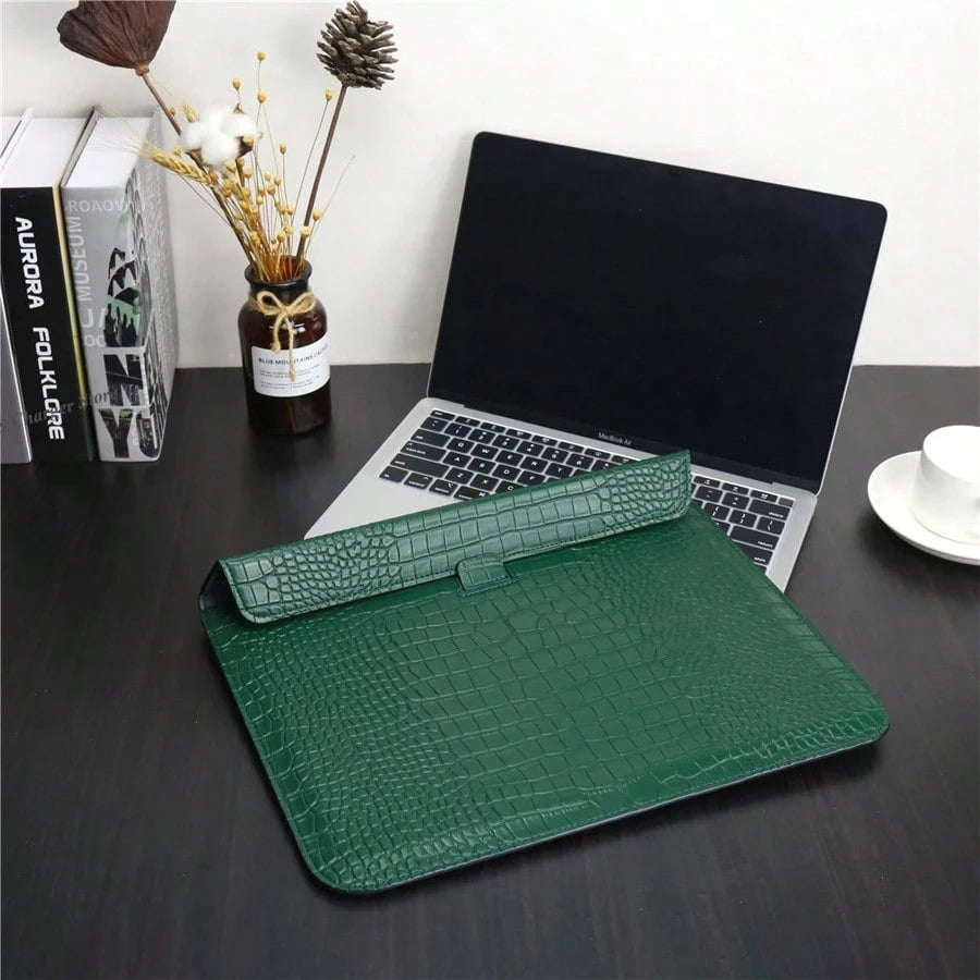 Customized Initial Letters Crocodile Pattern PU Leather Men Laptop Sleeve Bag For Air 13 Case 13.3 15.4 Pro Retina Personalized Women Sleeve Envelope PU Leather Laptop Sleeve Pouch Notebook Stand Cove
