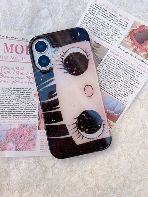 Cute Anime Fashion Phone Case 1pc Cute Cartoon Big Eye Pattern Personalized Phone Case, Fashionable Lolita Style Protective Cover, Compatible With IPhone17/IPhone17 ProMax/IPhone16 Pro Max/IPhone15 Pr