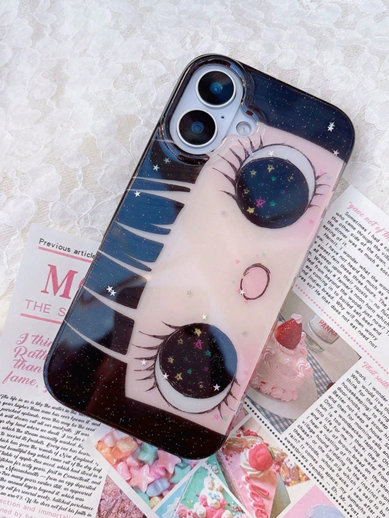Cute Anime Fashion Phone Case 1pc Cute Cartoon Big Eye Pattern Personalized Phone Case, Fashionable Lolita Style Protective Cover, Compatible With IPhone17/IPhone17 ProMax/IPhone16 Pro Max/IPhone15 Pr