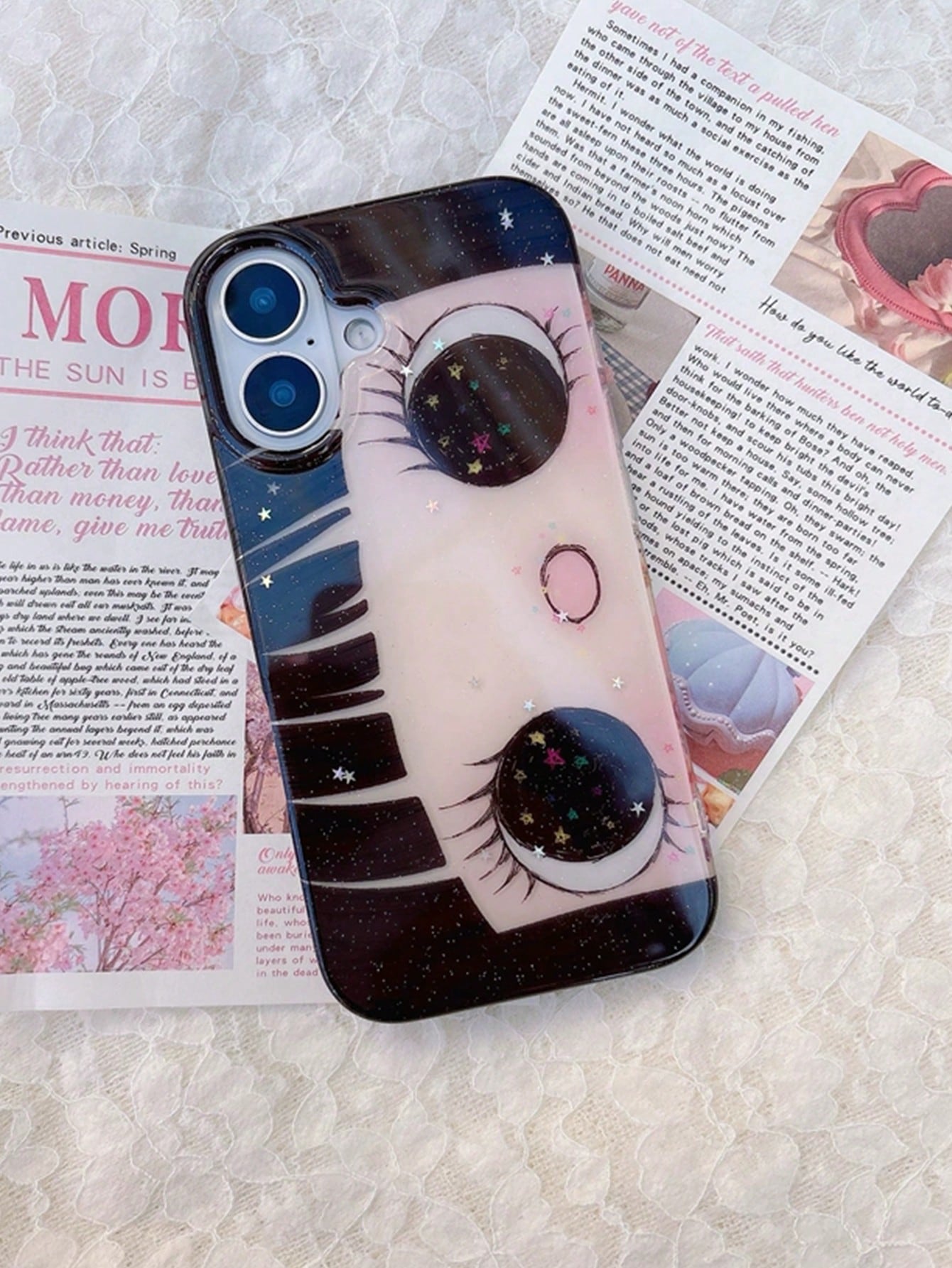 Cute Anime Fashion Phone Case 1pc Cute Cartoon Big Eye Pattern Personalized Phone Case, Fashionable Lolita Style Protective Cover, Compatible With IPhone17/IPhone17 ProMax/IPhone16 Pro Max/IPhone15 Pr