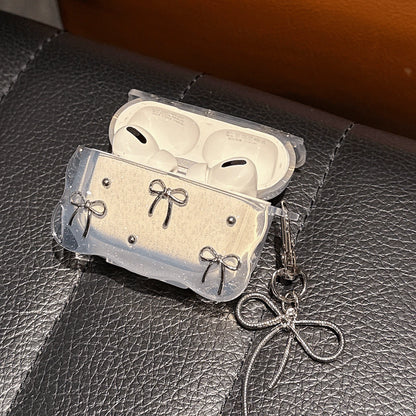 Cute Bow Earphone Case (1 Piece)- Comes With A Lovely Bow Charm. High-Quality Protective Case, Compatible With AirPodsmodel1/2/3/4/Pro/Pro (2nd Generation)/Pro 3. Shockproof And Stylish, An Ideal Gif