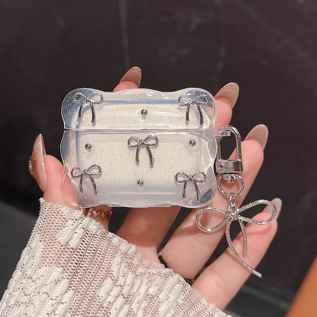 Cute Bow Earphone Case (1 Piece)- Comes With A Lovely Bow Charm. High-Quality Protective Case, Compatible With AirPodsmodel1/2/3/4/Pro/Pro (2nd Generation)/Pro 3. Shockproof And Stylish, An Ideal Gif