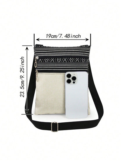 Cute Cartoon Black Cat Print Crossbody Bag, Reusable Shoulder Bag With Floral Animal Pattern, Adjustable Strap, Portable Messenger Bag, Party Gift For Cat Lovers, Purple, Kawaii