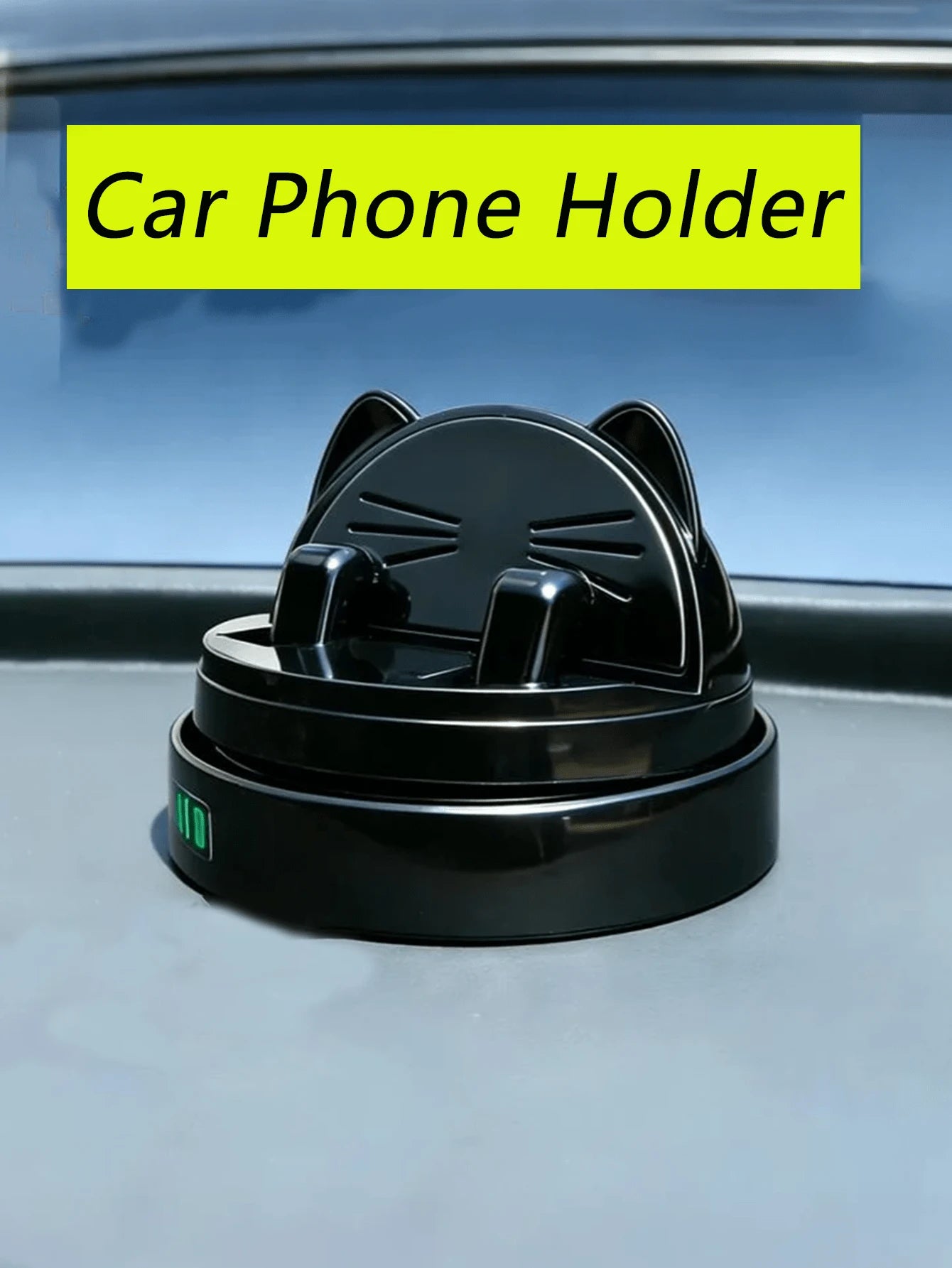 Cute Cat Shaped 360° Rotating Dashboard Phone Holder, With Parking Number, Suitable For All Phone Models, Washable And Reusable Adhesive Car Phone Mount