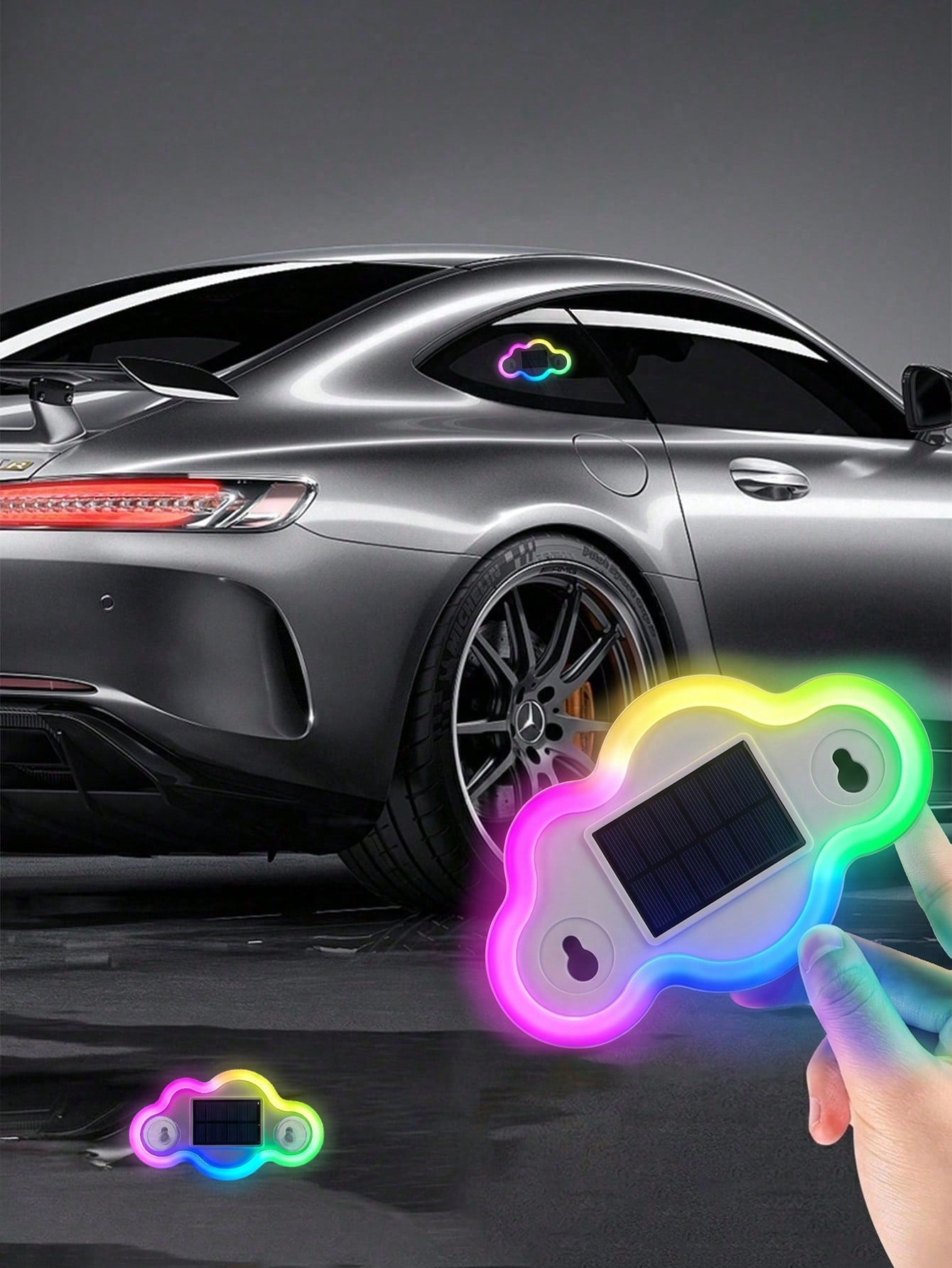 Cute Cloud RGB Solar Car Decor Light, Multi‑Color Flashing Neon Atmosphere Lamp, Waterproof Car Window Glowing Sticker Light, Personalized Auto Modification Decoration For Vehicle Rear Window
