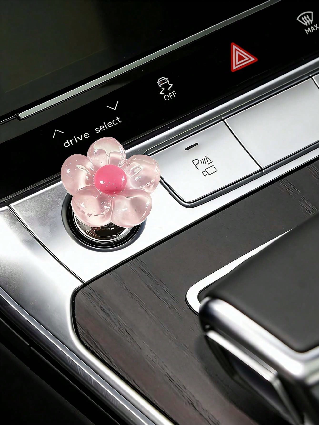 Cute Flower Car Engine Start Stop Button Cover, Resin Sakura Engine Start Decoration, Adorable Women Car Interior Decor