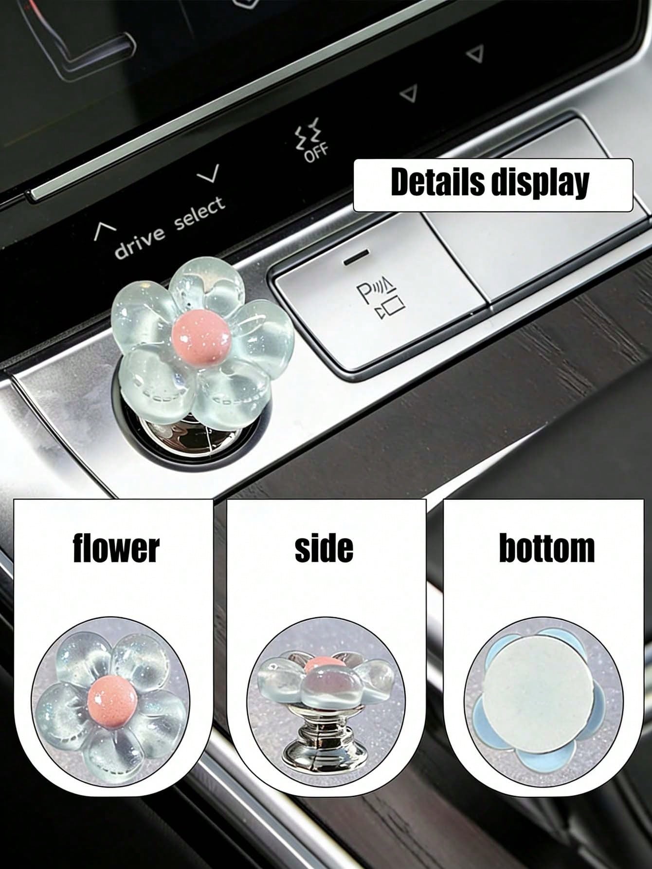 Cute Flower Car Engine Start Stop Button Cover, Resin Sakura Engine Start Decoration, Adorable Women Car Interior Decor