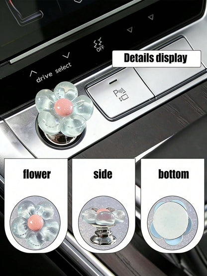 Cute Flower Car Engine Start Stop Button Cover, Resin Sakura Engine Start Decoration, Adorable Women Car Interior Decor