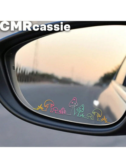 Cute Little Mushroom Vinyl Stickers- Suitable For Car Rear View Mirror, Indoor And Outdoor Use