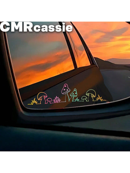 Cute Little Mushroom Vinyl Stickers- Suitable For Car Rear View Mirror, Indoor And Outdoor Use