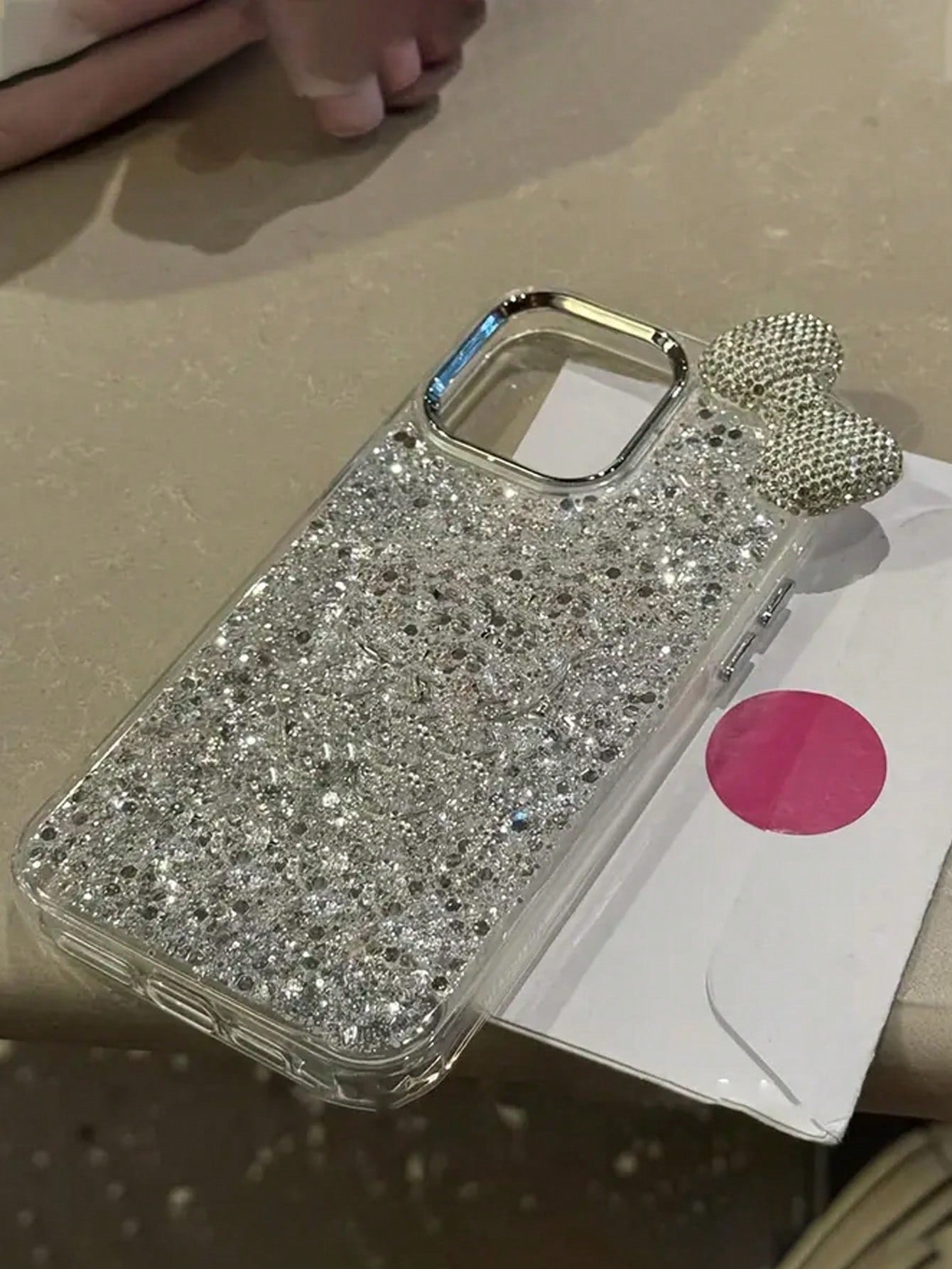 Cute Luxury Bow Element Fashion Rhinestone Epoxy Glitter Phone Case Compatible With IPhone 16 15 14 13 12 11 Pro Max Cute Bow Anti-Drop Protective Cover Waterproof Shockproof Scratch Resistant Spring