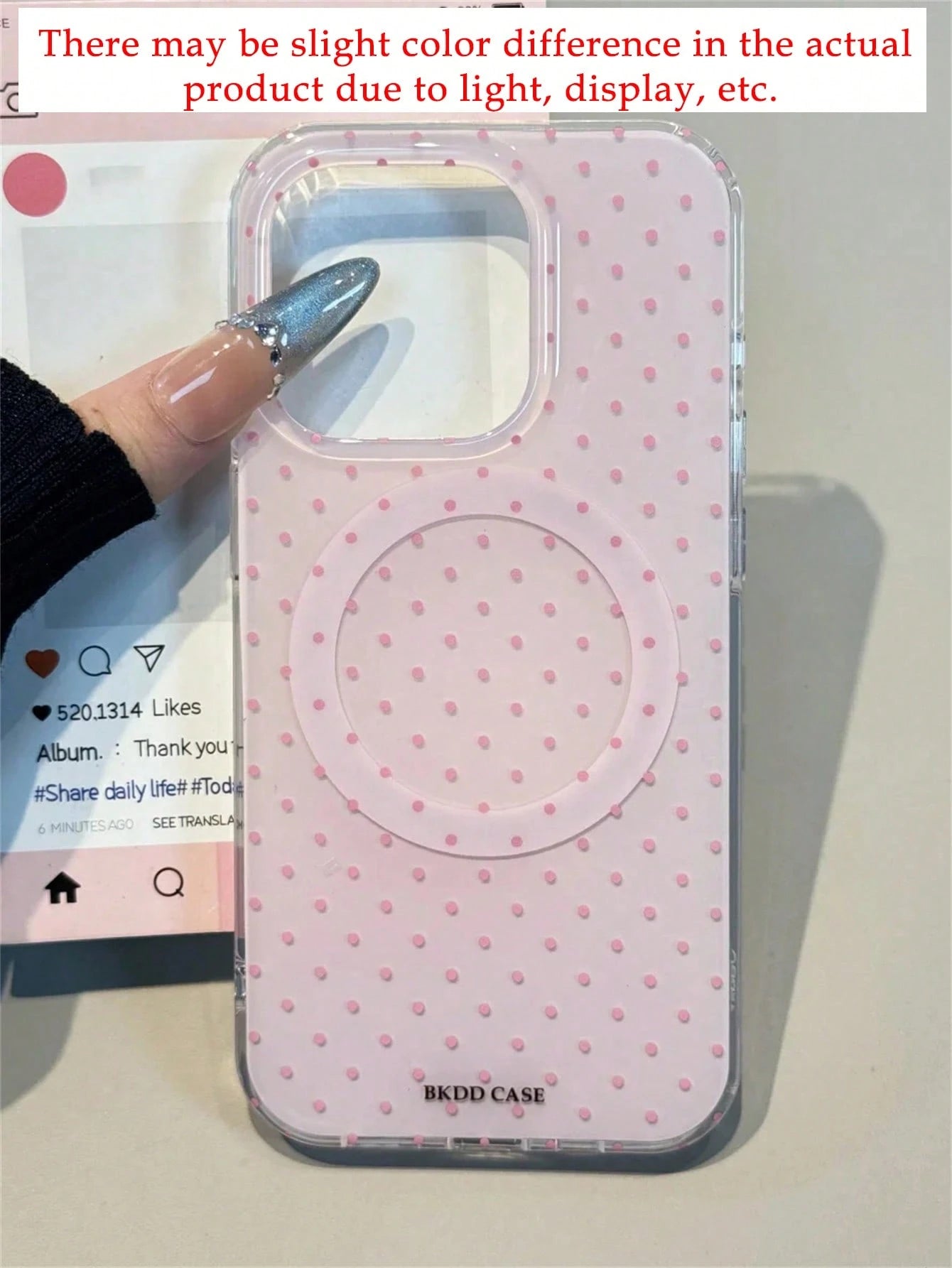 Cute Luxury Pink Fashion Polka Dot Phone Case Magnetic Wireless Charging Phone Premium Case Compatible With IPhone 17 Pro Max 16 15 14 13 12 11 Pro Max 16 15 14 Plus Glossy Jelly Color Shockproof Back
