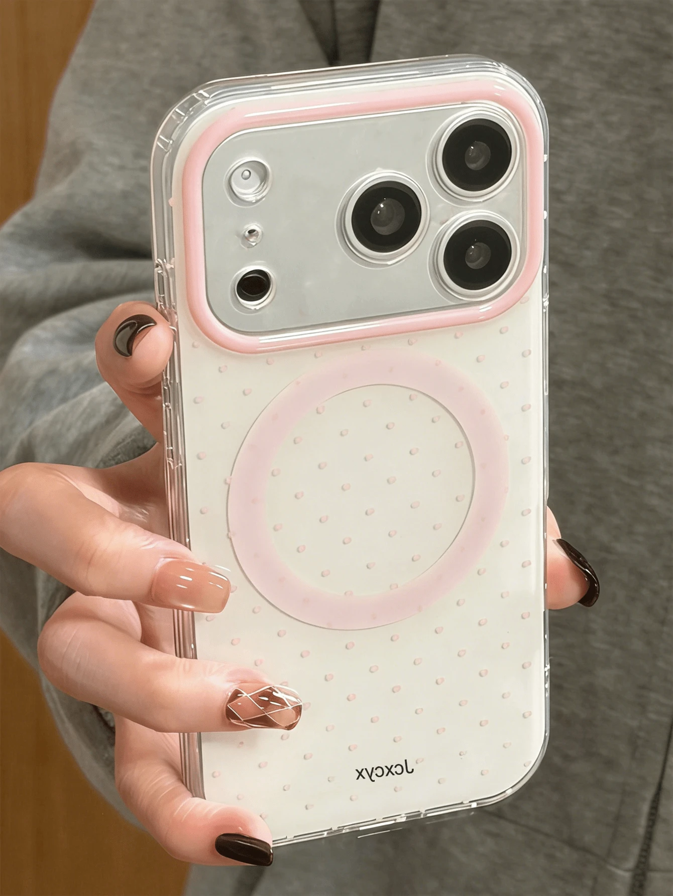 Cute Luxury Pink Fashion Polka Dot Phone Case Magnetic Wireless Charging Phone Premium Case Compatible With IPhone 17 Pro Max 16 15 14 13 12 11 Pro Max 16 15 14 Plus Glossy Jelly Color Shockproof Back
