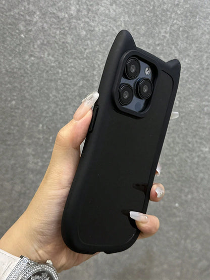 Cute Minimalist Luxury Black Animal Ear Design Soft Novelty Case Compatible With IPhone 17 Pro Max/17 Pro/17 Air/17/16 Pro Max/16/16 Pro/16 Plus/16e/15/15 Pro Max/15 Pro/15 Plus/11/12/13/14 Pro Max/11