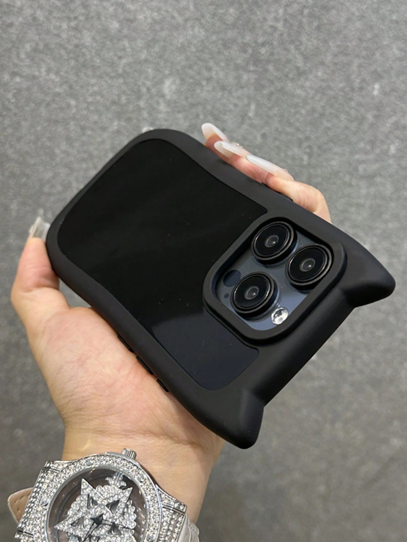 Cute Minimalist Luxury Black Animal Ear Design Soft Novelty Case Compatible With IPhone 17 Pro Max/17 Pro/17 Air/17/16 Pro Max/16/16 Pro/16 Plus/16e/15/15 Pro Max/15 Pro/15 Plus/11/12/13/14 Pro Max/11