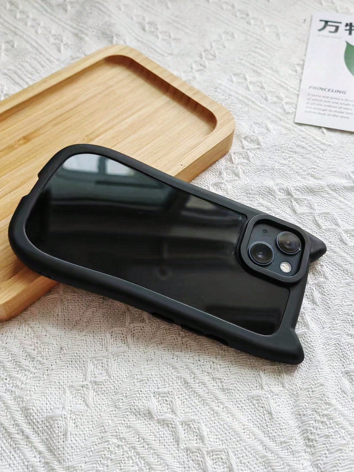 Cute Minimalist Luxury Black Animal Ear Design Soft Novelty Case Compatible With IPhone 17 Pro Max/17 Pro/17 Air/17/16 Pro Max/16/16 Pro/16 Plus/16e/15/15 Pro Max/15 Pro/15 Plus/11/12/13/14 Pro Max/11