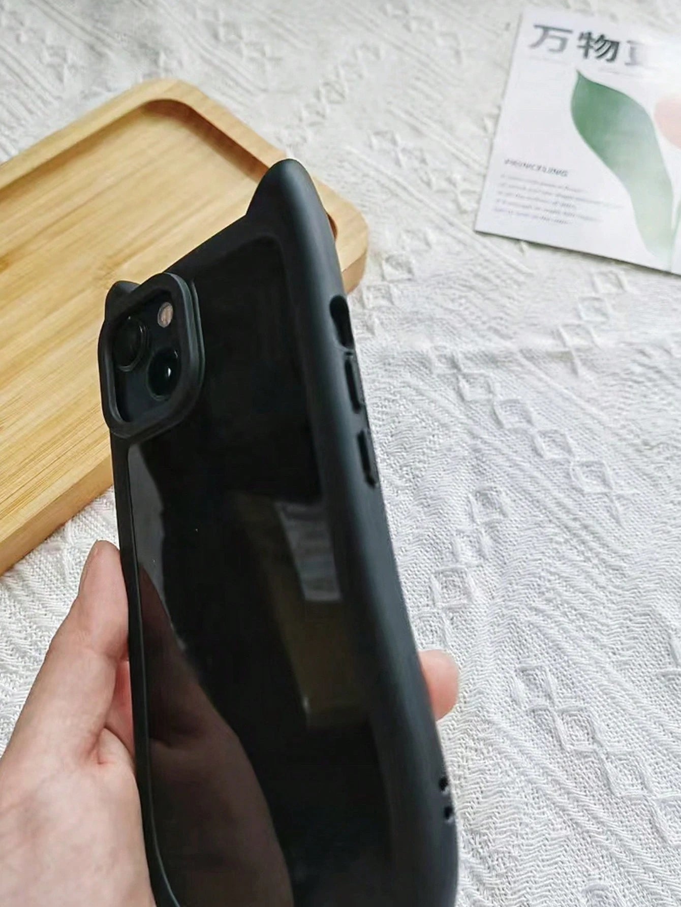 Cute Minimalist Luxury Black Animal Ear Design Soft Novelty Case Compatible With IPhone 17 Pro Max/17 Pro/17 Air/17/16 Pro Max/16/16 Pro/16 Plus/16e/15/15 Pro Max/15 Pro/15 Plus/11/12/13/14 Pro Max/11