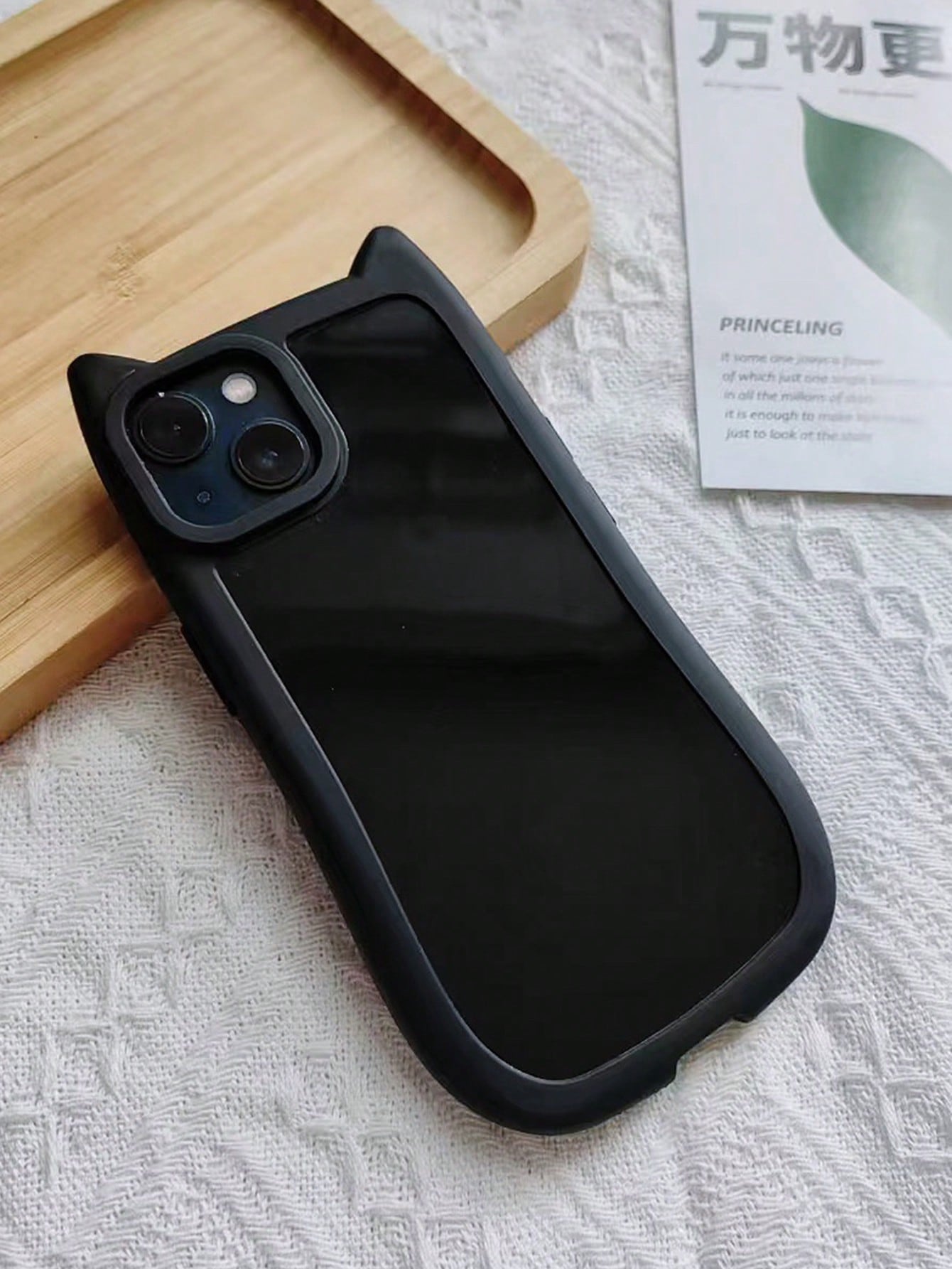 Cute Minimalist Luxury Black Animal Ear Design Soft Novelty Case Compatible With IPhone 17 Pro Max/17 Pro/17 Air/17/16 Pro Max/16/16 Pro/16 Plus/16e/15/15 Pro Max/15 Pro/15 Plus/11/12/13/14 Pro Max/11