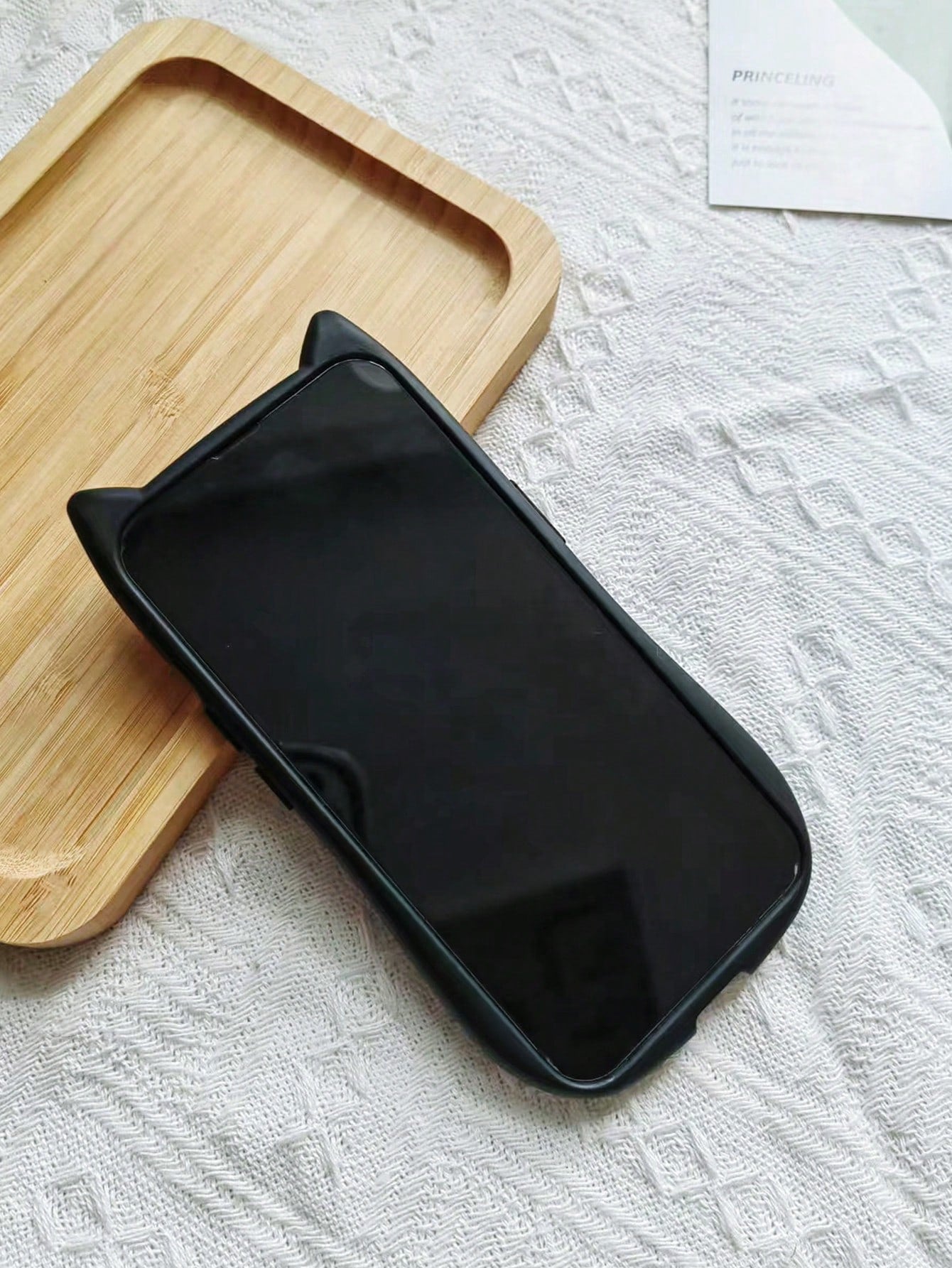 Cute Minimalist Luxury Black Animal Ear Design Soft Novelty Case Compatible With IPhone 17 Pro Max/17 Pro/17 Air/17/16 Pro Max/16/16 Pro/16 Plus/16e/15/15 Pro Max/15 Pro/15 Plus/11/12/13/14 Pro Max/11
