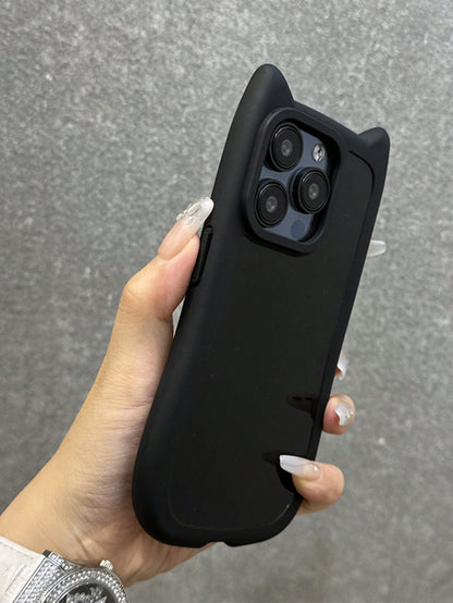Cute Minimalist Luxury Black Animal Ear Design Soft Novelty Case Compatible With IPhone 17 Pro Max/17 Pro/17 Air/17/16 Pro Max/16/16 Pro/16 Plus/16e/15/15 Pro Max/15 Pro/15 Plus/11/12/13/14 Pro Max/11