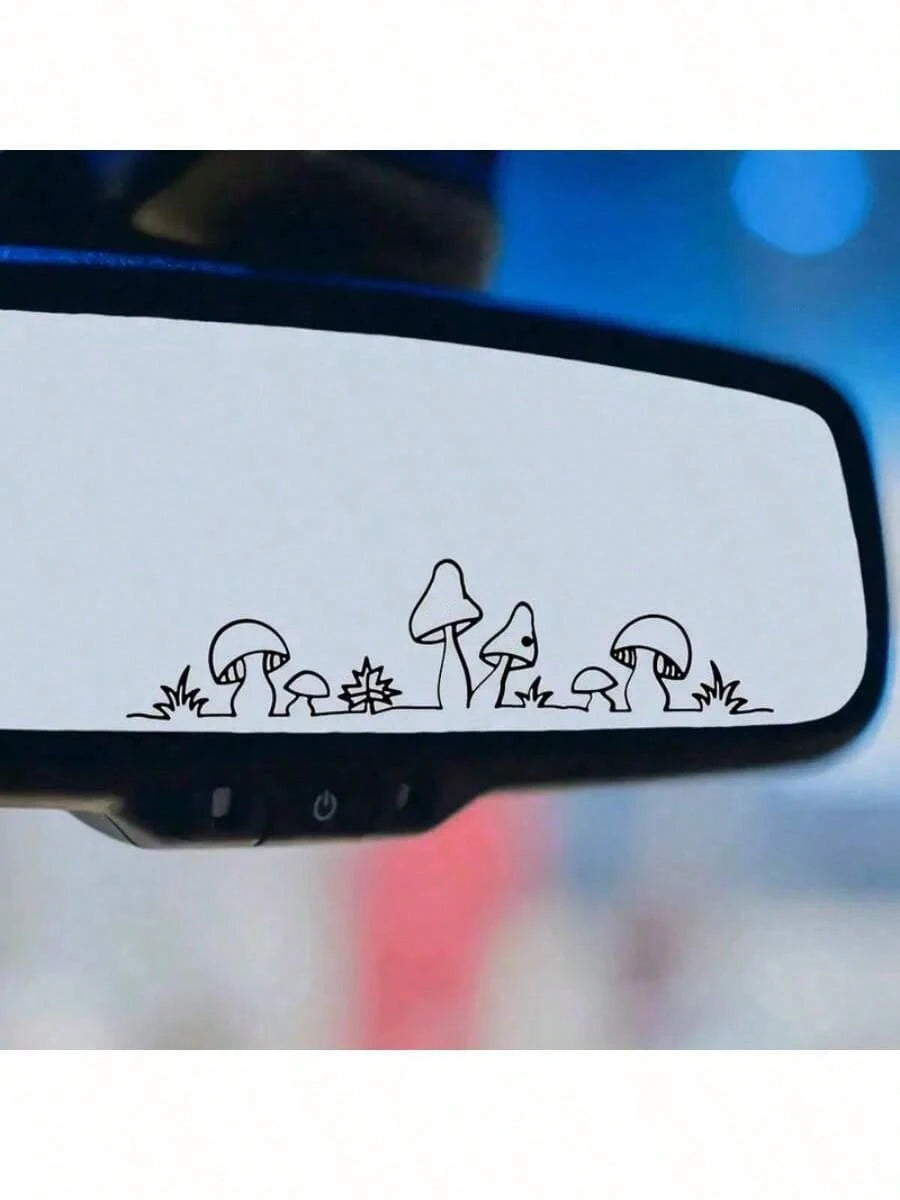 Cute Mushroom Vinyl Sticker- Suitable For Car Rearview Mirror And Indoor/Outdoor Use