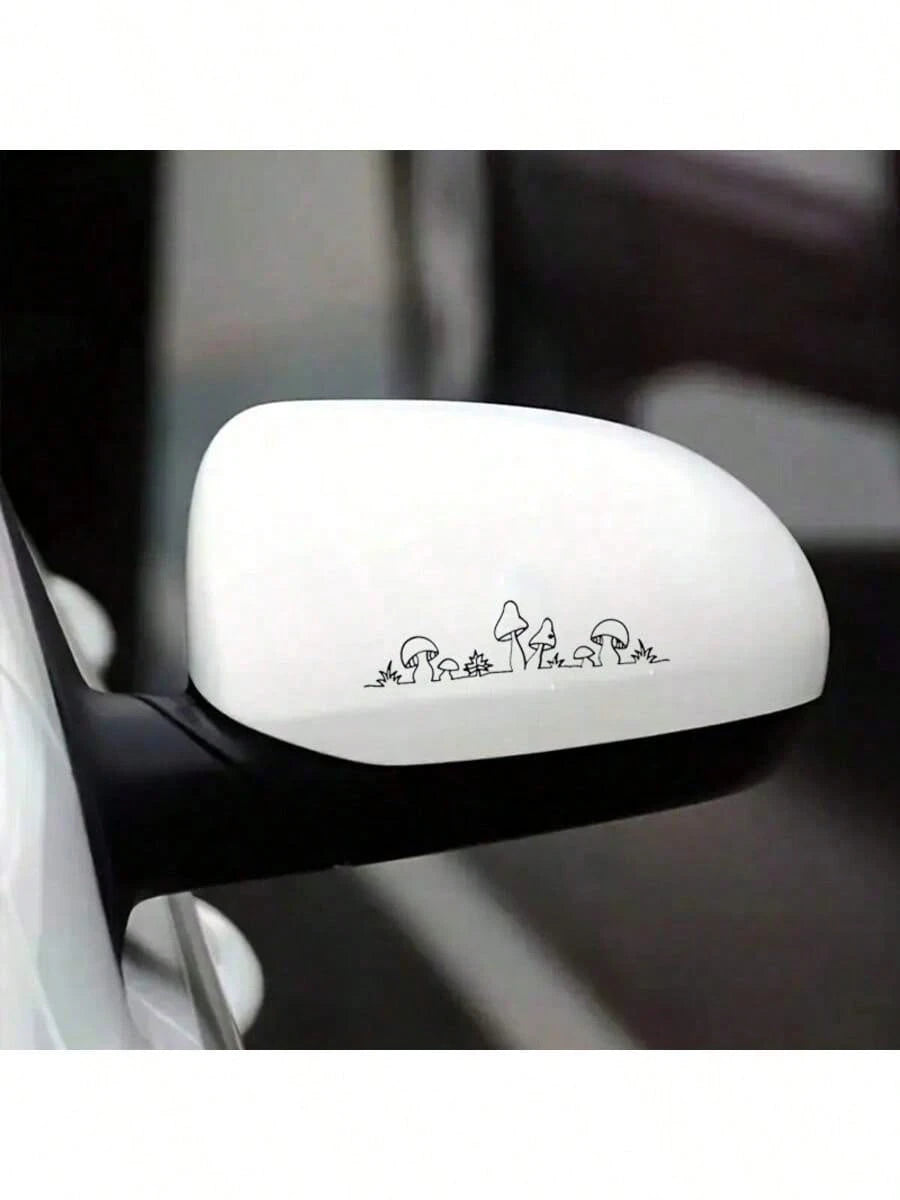 Cute Mushroom Vinyl Sticker- Suitable For Car Rearview Mirror And Indoor/Outdoor Use