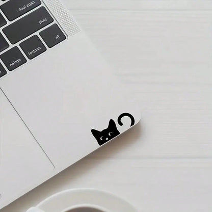 Cute Peeking Black Cat Rearview Mirror Vinyl Car Sticker, Cartoon Kitten Window Decal, Waterproof Automotive Interior Decor Sticker For Car Mirror