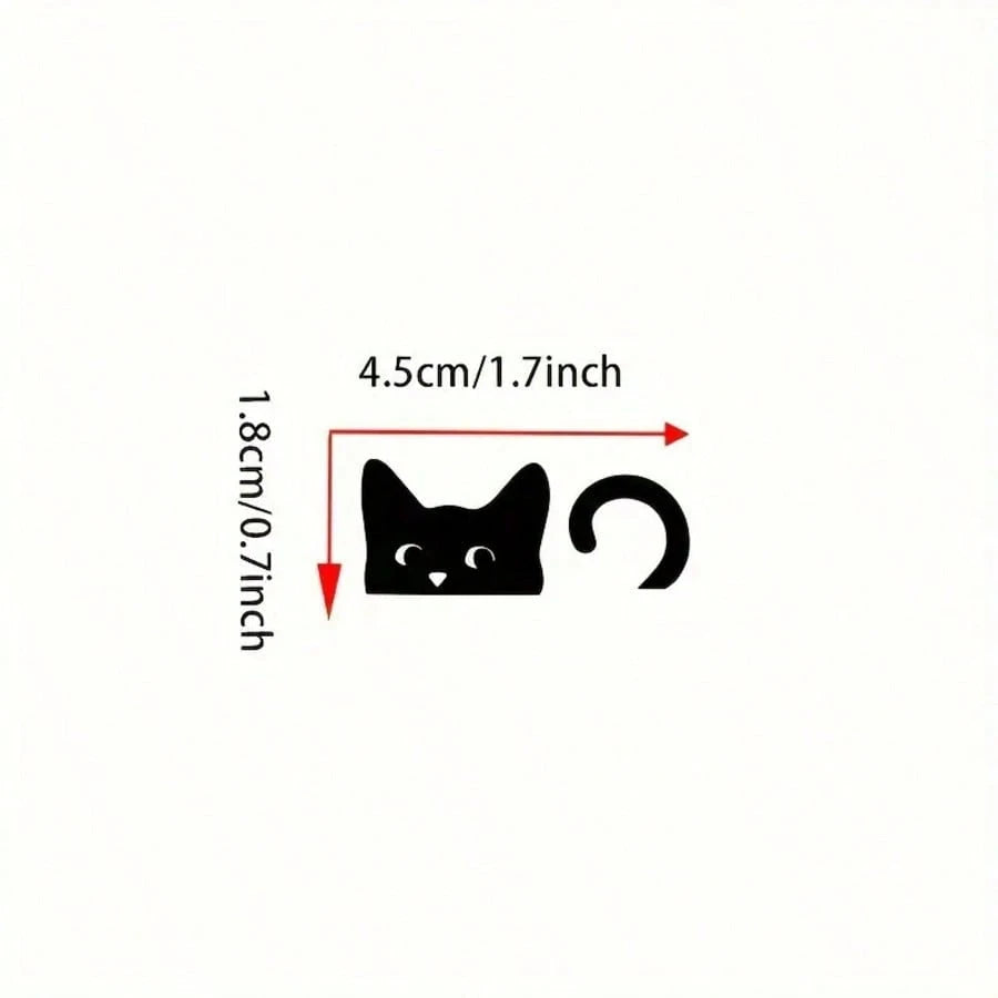 Cute Peeking Black Cat Rearview Mirror Vinyl Car Sticker, Cartoon Kitten Window Decal, Waterproof Automotive Interior Decor Sticker For Car Mirror