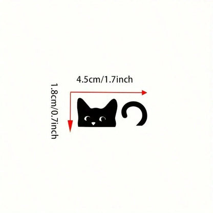 Cute Peeking Black Cat Rearview Mirror Vinyl Car Sticker, Cartoon Kitten Window Decal, Waterproof Automotive Interior Decor Sticker For Car Mirror