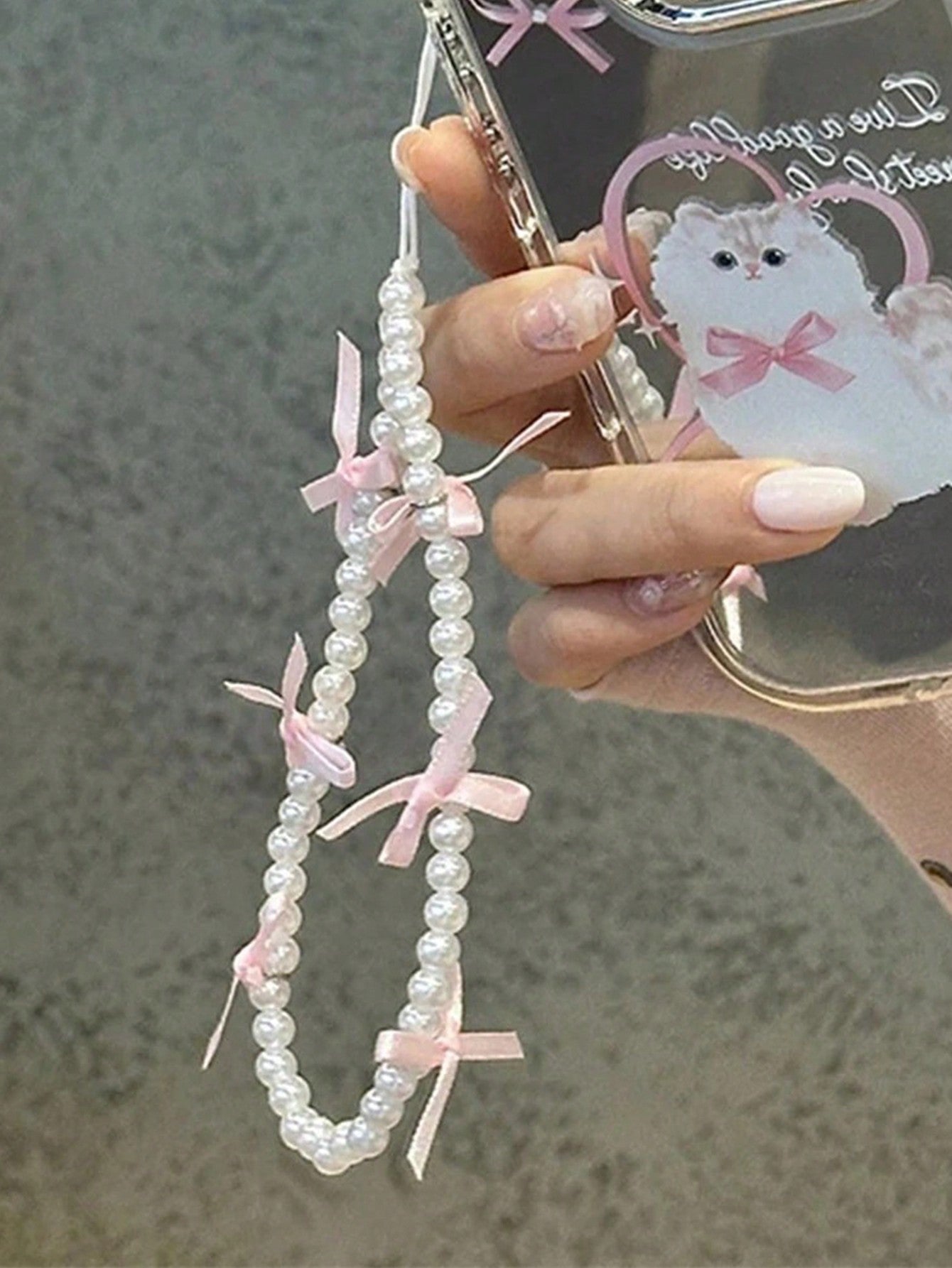 Cute Pink Ribbon Bow Bracelet Lanyard Phone Chain Compatible With IPhone Universal Accessories Women Girl Charm Lanyard Wrist Strap Anti-Lost Phone Chain Rope Hanging Cord Jewelry Gifts For Mother, Fa