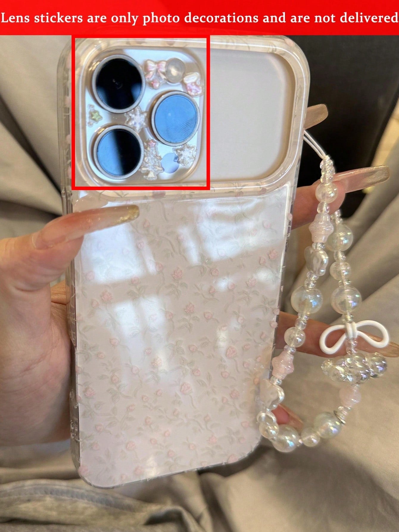Cute Pink Wristlet Style Faux Pearl Element Fashion Phone Case Shockproof Case Wavy Pointed Bow Pendant Phone Case Compatible With 17 Pro Max 17 Pro 17 Air 17 16 15 14 13 12 11 Pro Max Jelly Texture C